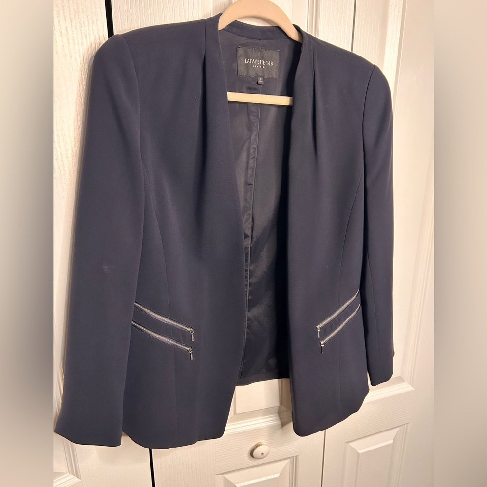 Lafayette 148 Suit Blazer Pant Set‎ Womens 10 Barrow Straight Leg Black Blazer 8 - Picture 11 of 14